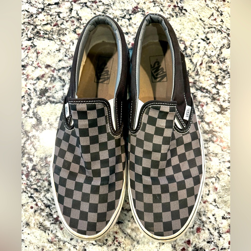 Vans, Slip On Sneaker, Gray & Black Checkered, Size 13